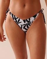 MONOCHROME FOLIAGE Side Tie V-cut Brazilian Bikini Bottom