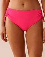 PINK PUNCH Textured Mid Waist Side Tie Bikini Bottom