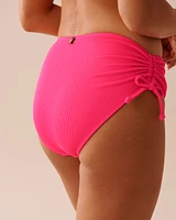 PINK PUNCH Textured Mid Waist Side Tie Bikini Bottom