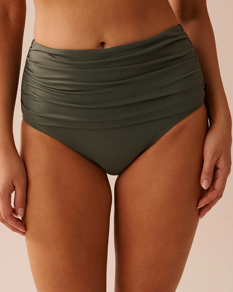 KHAKI Draped High Waist Bikini Bottom