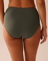 KHAKI Draped High Waist Bikini Bottom