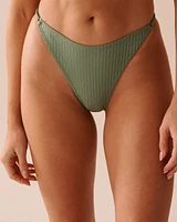 TROPICAL GREEN Textured Adjustable Side Brazilian Bikini Bottom