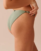 TROPICAL GREEN Textured Adjustable Side Brazilian Bikini Bottom