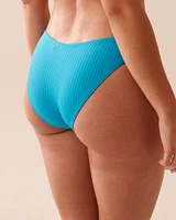 OCEAN BLUE Textured V-cut Brazilian Bikini Bottom