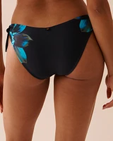 AQUA BLOOMS Side Tie V-cut Brazilian Bikini Bottom