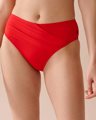 FIERY RED Mid Waist Bikini Bottom