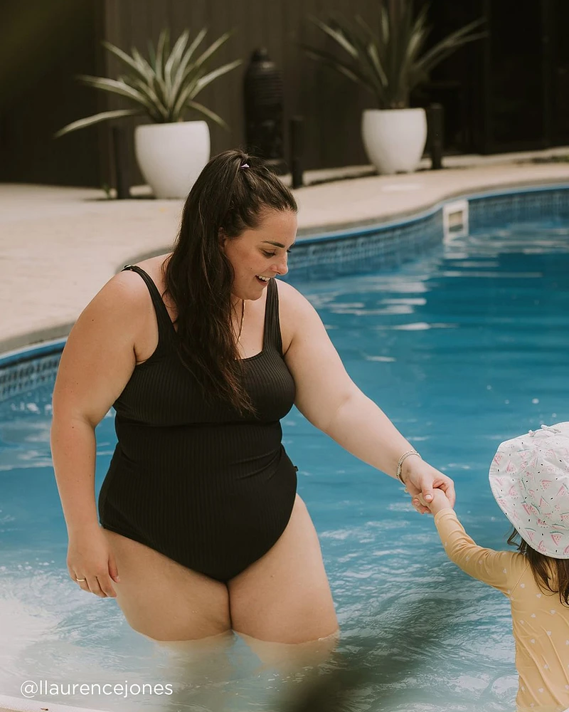 TEXTURED Square Neck One-piece Swimsuit