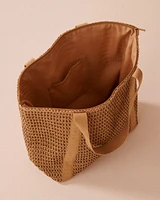 Straw Bag with Twill Handles