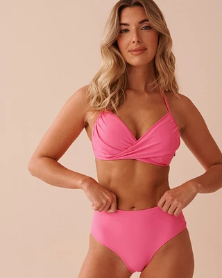 PINK POP Textured Crisscross Push-Up Bikini Top