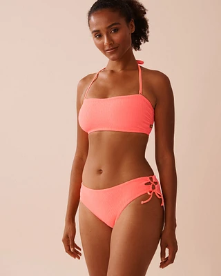 CORAL CRUSH Textured Bandeau Bikini Top