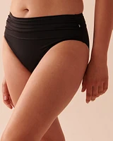 BLACK Draped High Waist Bikini Bottom