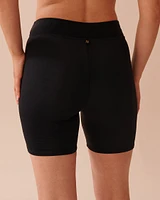 BLACK High Waist Long Swim Shorts