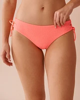 CORAL CRUSH Textured Side Tie Cheeky Bikini Bottom