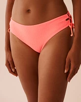 CORAL CRUSH Textured Side Tie Cheeky Bikini Bottom