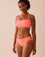 CORAL CRUSH Textured Side Tie Cheeky Bikini Bottom