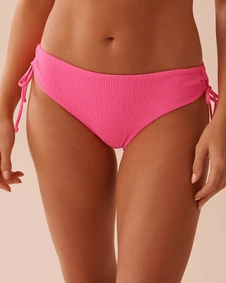 PINK POP Textured Side Tie Cheeky Bikini Bottom