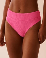 PINK POP Textured Mid Waist Brazilian Bikini Bottom