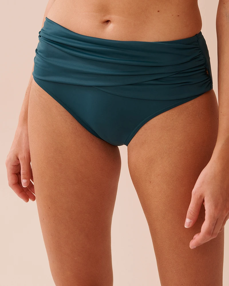 DEEP TEAL Draped Mid Waist Bikini Bottom