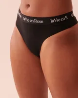 Cotton and Logo Elastic Band Thong Panty