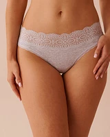 Lace Trim Ribbed Thong Panty