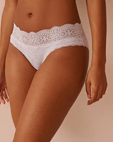 Lace Trim Ribbed Bikini Panty