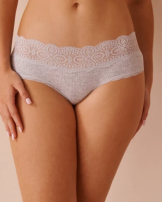 Lace Trim Ribbed Hiphugger Panty