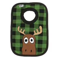 Moose Plaid Green Infant Bib