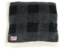 Grey Plaid Sherpa Throw Blanket