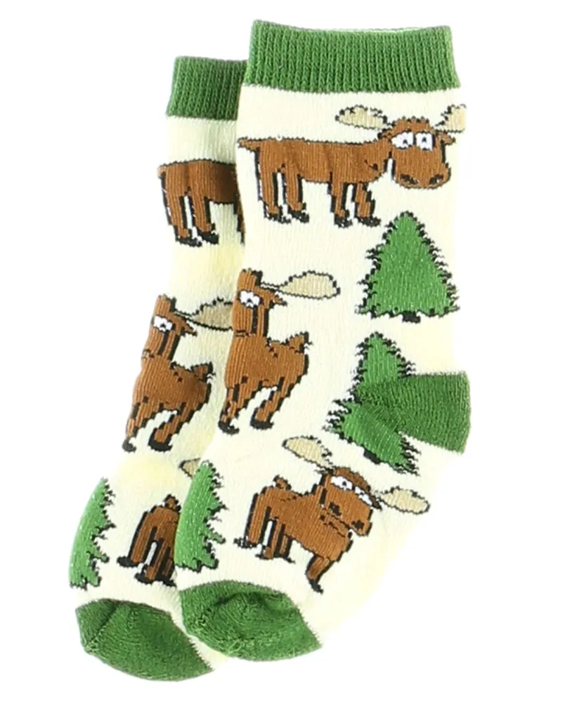 Moose Hug Green Trim Infant Sock