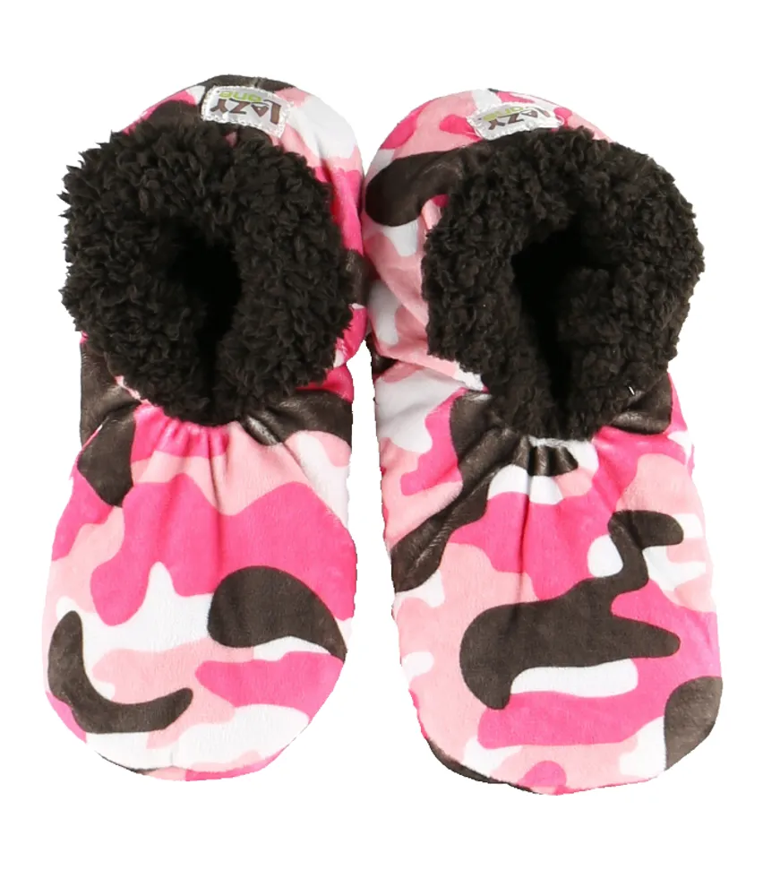 Pink Camo Deer Fuzzy Feet Slippers