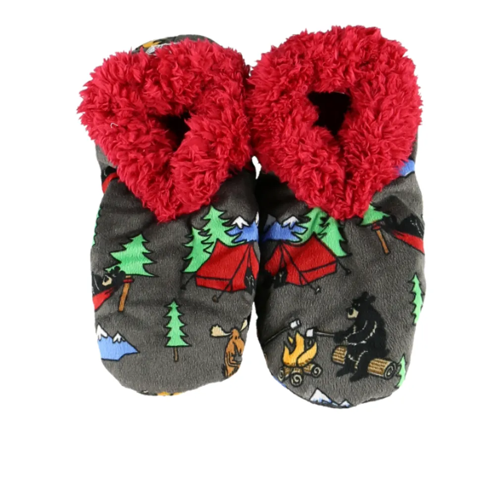 Happy Camper Bear Fuzzy Feet Slipper