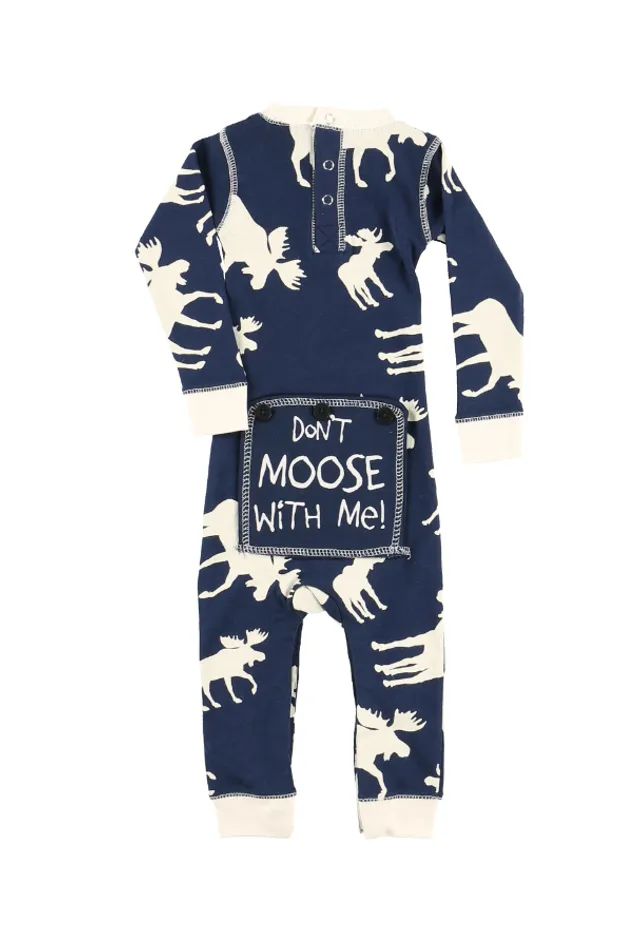 Lazy One Pajama Moose Adult Blue Flapjack PJ's Don't Moose with