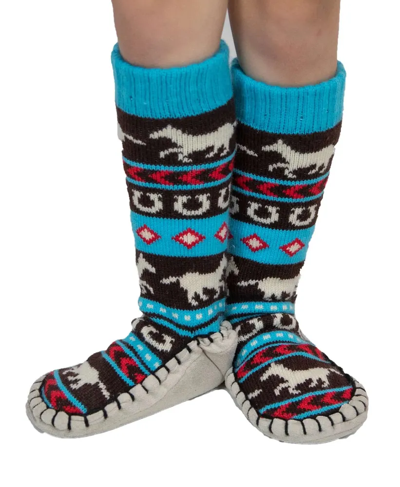 Horse Fair Isle Kid Mukluk Slipper