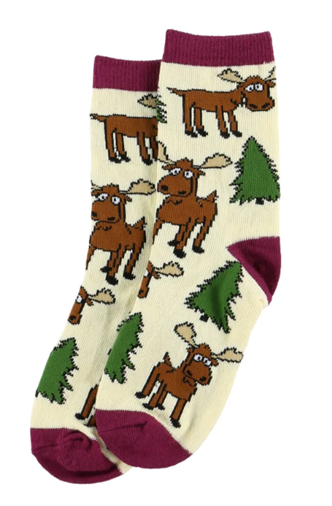 Moose Hug Purple Kid Sock