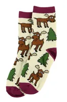 Moose Hug Purple Kid Sock