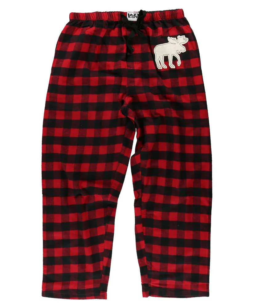 Lazy One Men's Moose on Plaid Flannel Pajama Pant