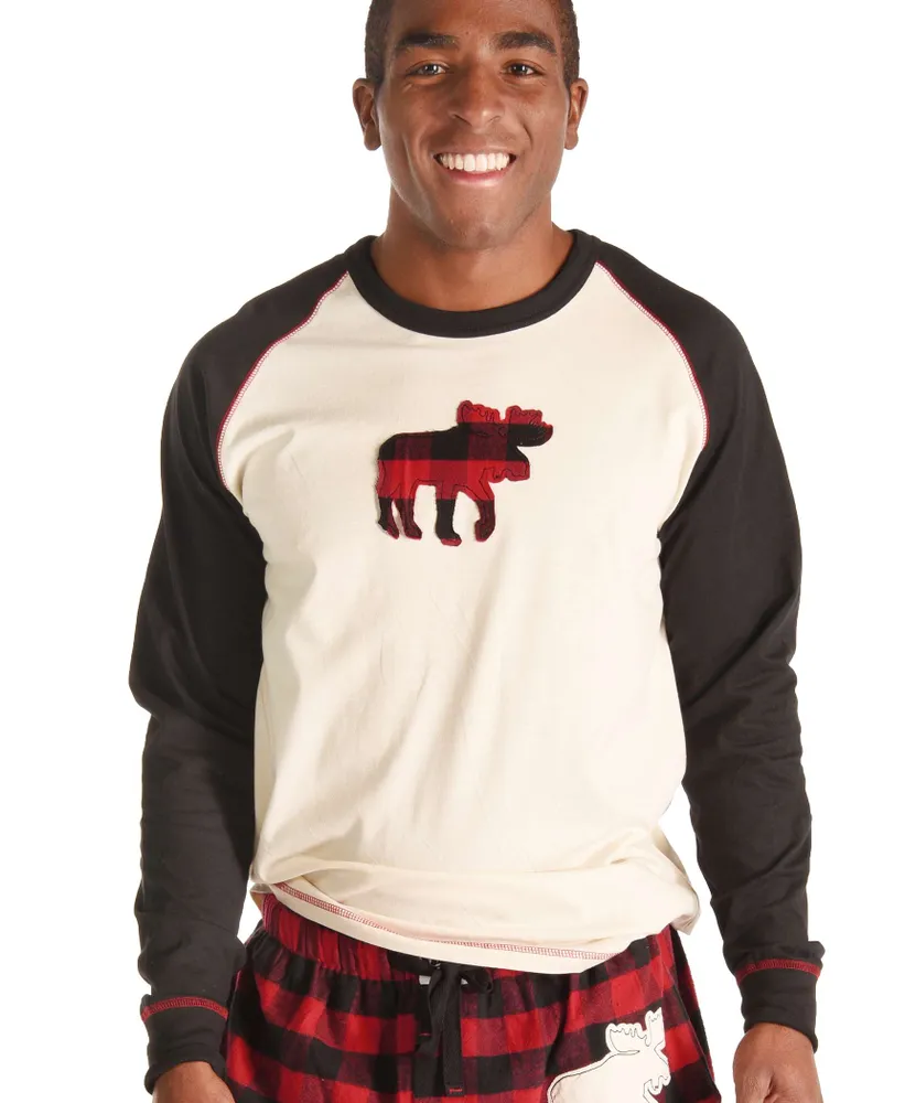 Moose Plaid Men's Long Sleeve PJ Tee