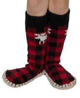 Moose Plaid Kid Mukluk Slipper