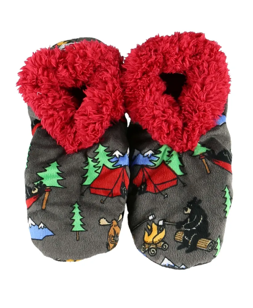 Happy Camper Bear Fuzzy Feet Slipper