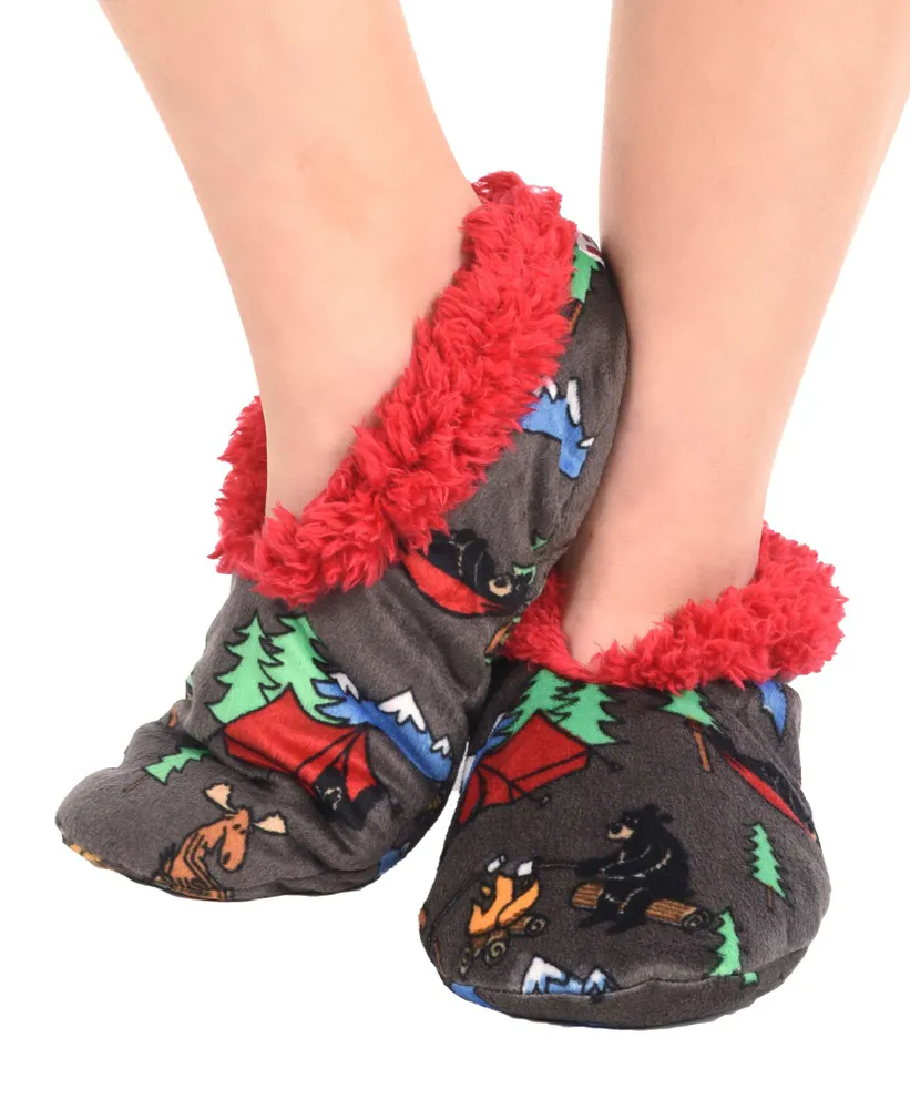 Happy Camper Bear Fuzzy Feet Slipper