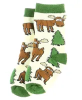 Moose Hug Green Trim Infant Sock