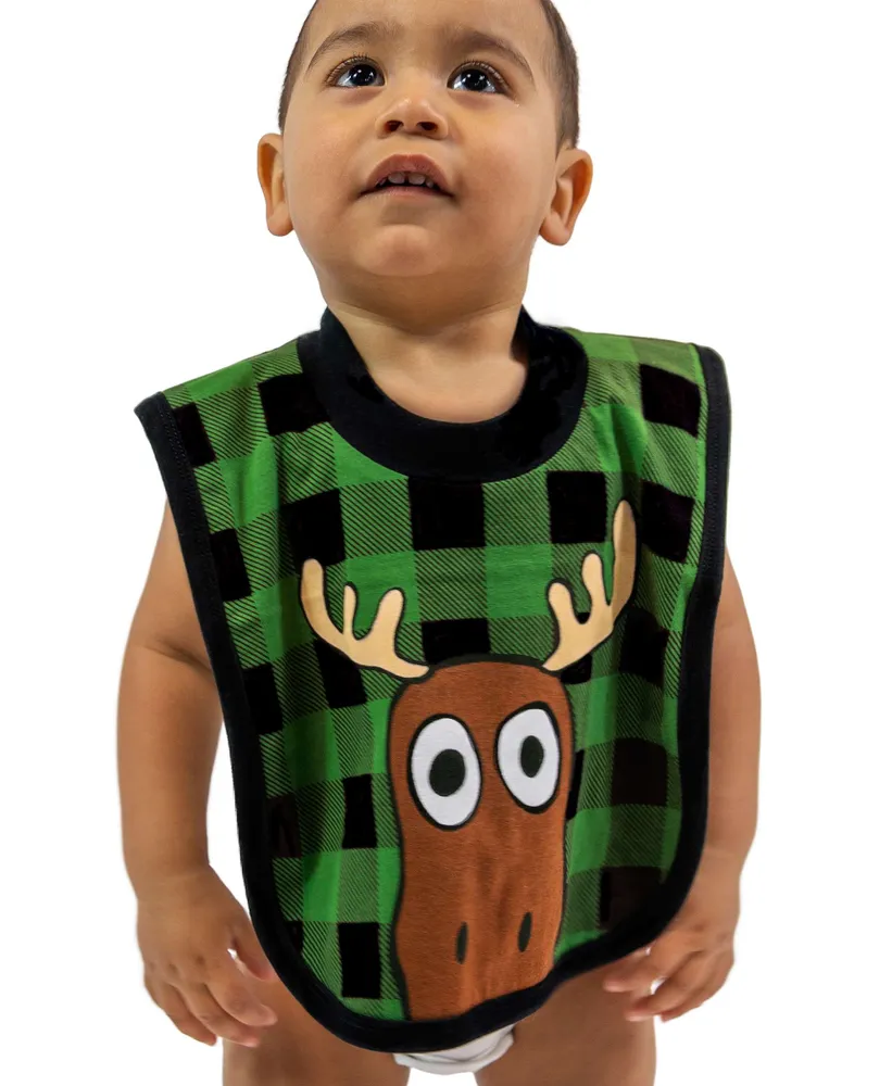 Moose Plaid Green Infant Bib