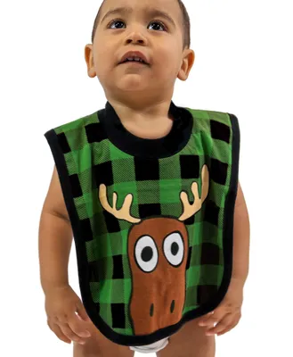 Moose Plaid Green Infant Bib