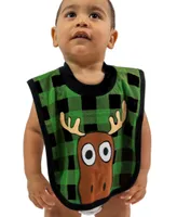 Moose Plaid Green Infant Bib