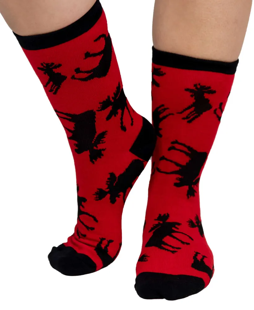 Red Classic Moose Crew Sock