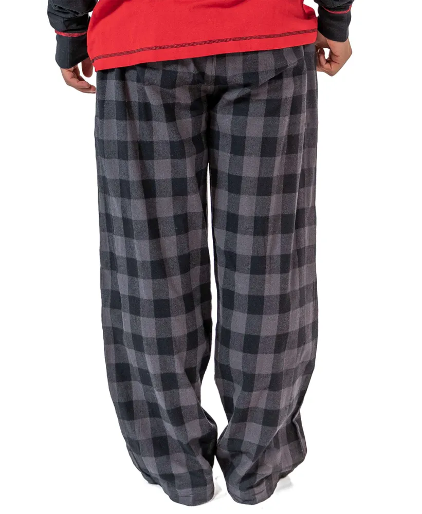 Grey Plaid Men's Flannel PJ Pant