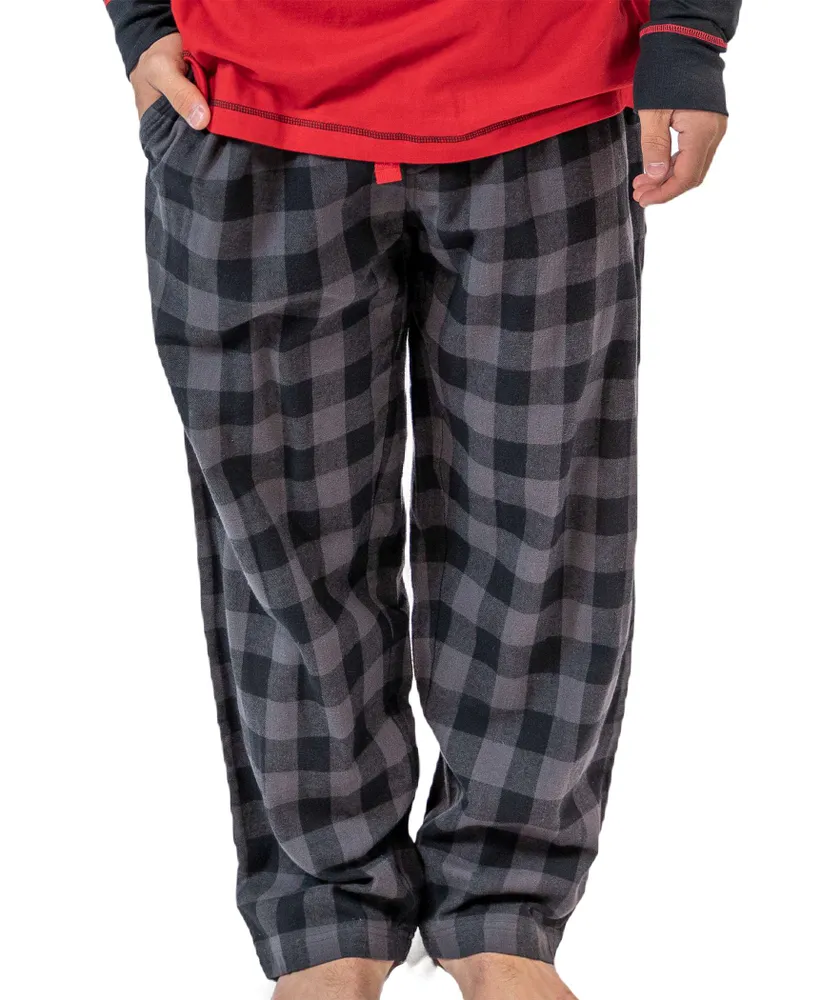 Grey Plaid Men's Flannel PJ Pant