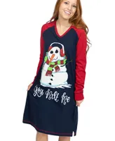 You Melt Me Women's Snowman Long-Sleeve V-neck Nightshirt