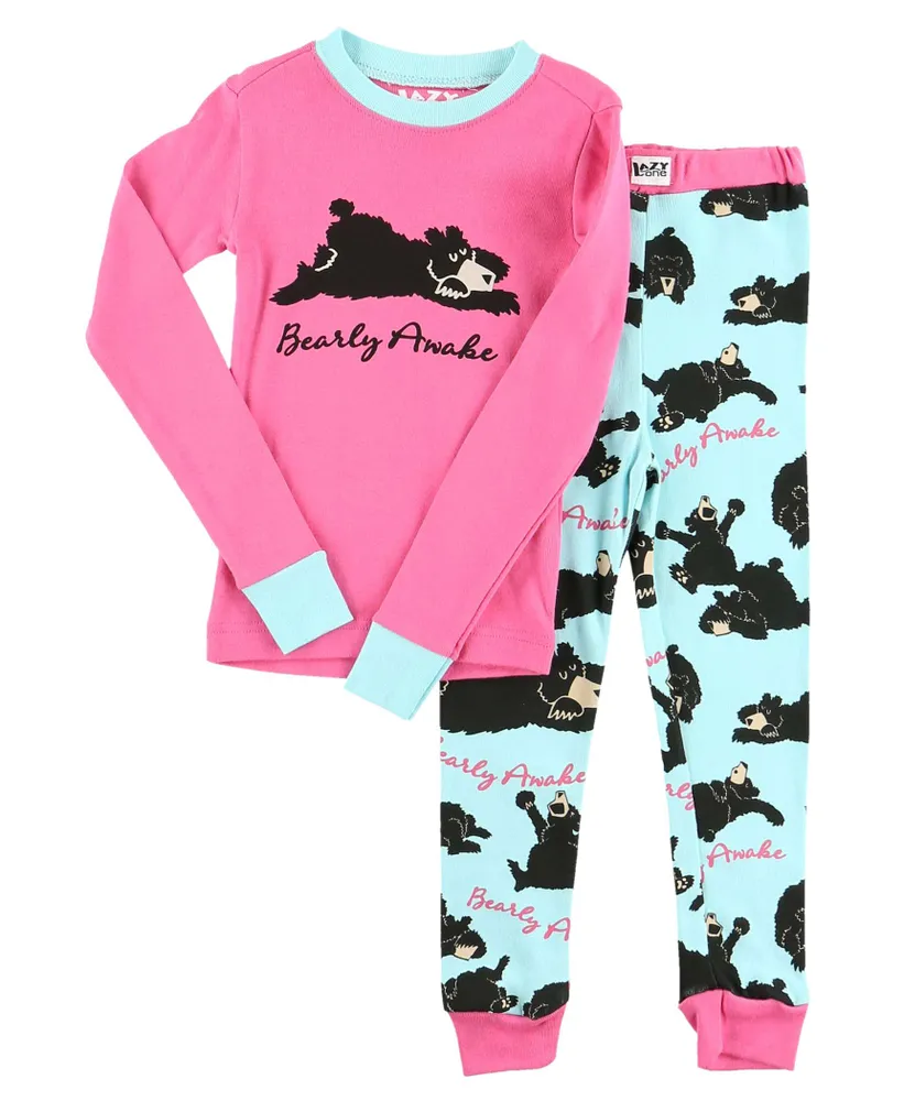 Bearly Awake Kid's Long Sleeve Pink PJ Set