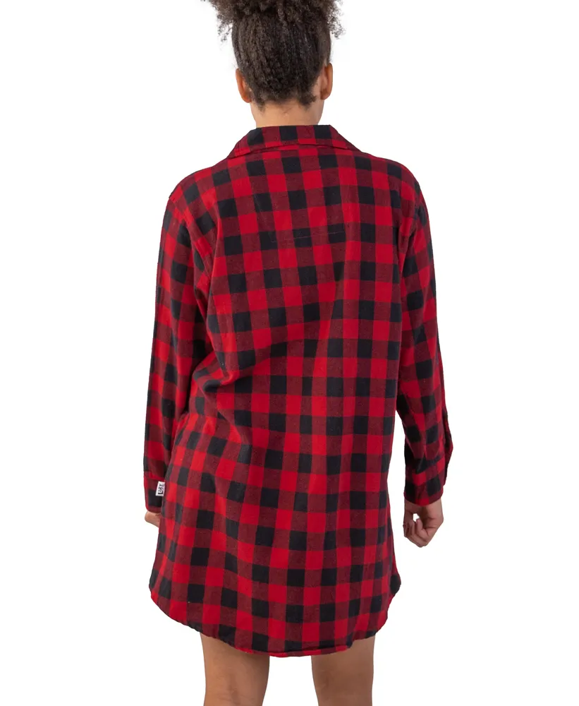 Flannel Plaid Moose Button Night Shirt